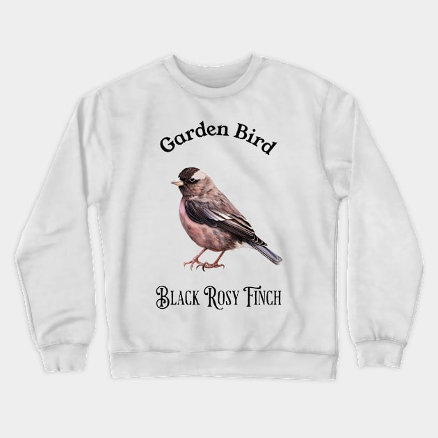 Garden Bird Black Rosy Finch Crewneck Sweatshirt by DavidBriotArt